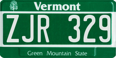 VT license plate ZJR329