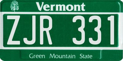 VT license plate ZJR331