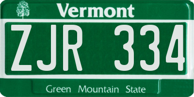 VT license plate ZJR334