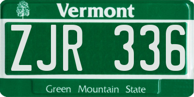 VT license plate ZJR336