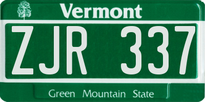 VT license plate ZJR337