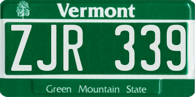VT license plate ZJR339