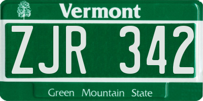 VT license plate ZJR342