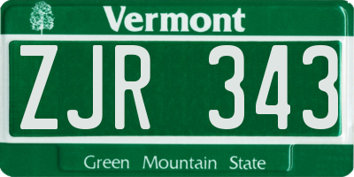 VT license plate ZJR343
