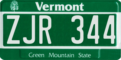 VT license plate ZJR344