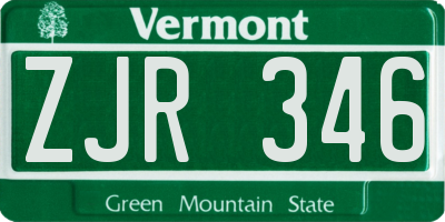VT license plate ZJR346