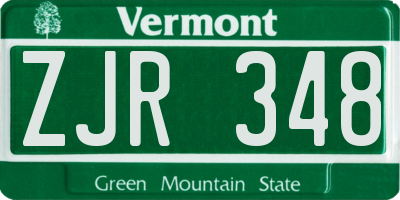 VT license plate ZJR348