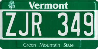 VT license plate ZJR349