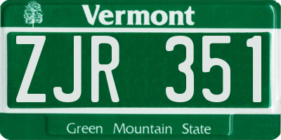 VT license plate ZJR351