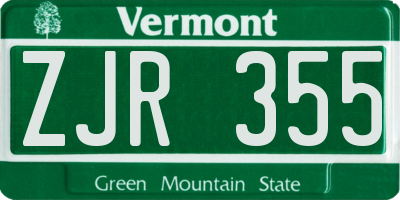 VT license plate ZJR355