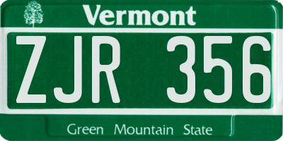 VT license plate ZJR356
