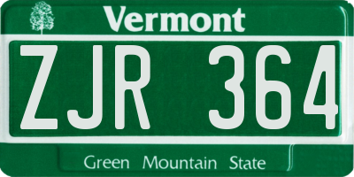 VT license plate ZJR364