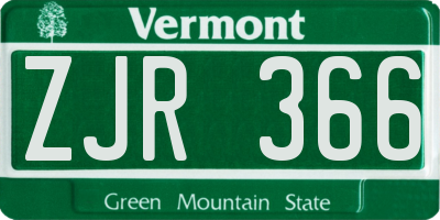 VT license plate ZJR366