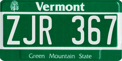 VT license plate ZJR367