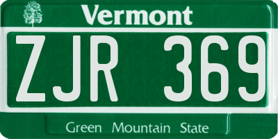VT license plate ZJR369