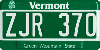 VT license plate ZJR370