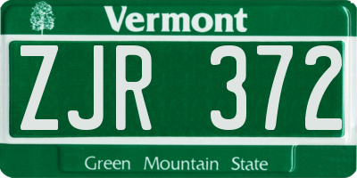 VT license plate ZJR372