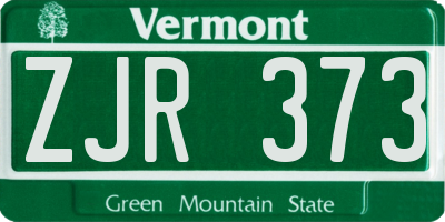 VT license plate ZJR373