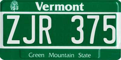 VT license plate ZJR375