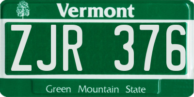 VT license plate ZJR376