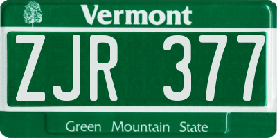 VT license plate ZJR377