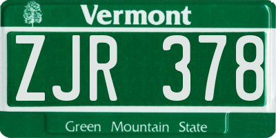 VT license plate ZJR378