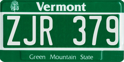 VT license plate ZJR379