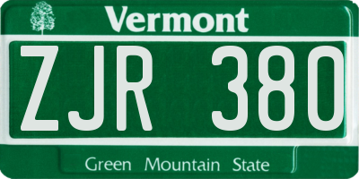 VT license plate ZJR380