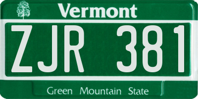 VT license plate ZJR381