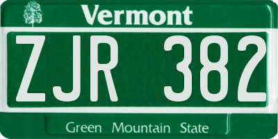 VT license plate ZJR382