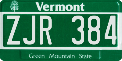 VT license plate ZJR384
