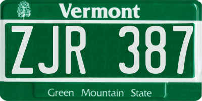 VT license plate ZJR387