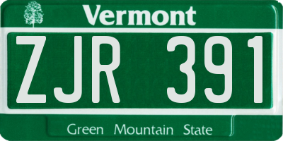 VT license plate ZJR391