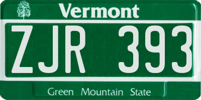 VT license plate ZJR393
