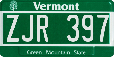 VT license plate ZJR397