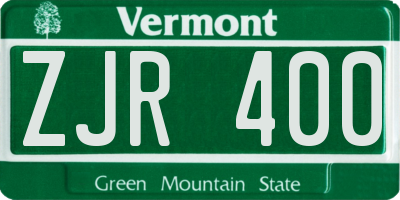 VT license plate ZJR400