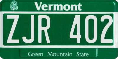 VT license plate ZJR402