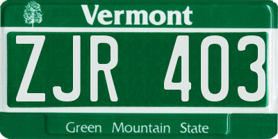 VT license plate ZJR403