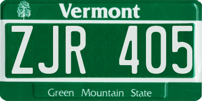 VT license plate ZJR405