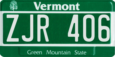 VT license plate ZJR406