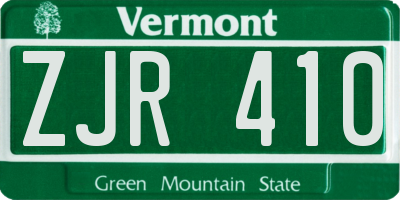 VT license plate ZJR410