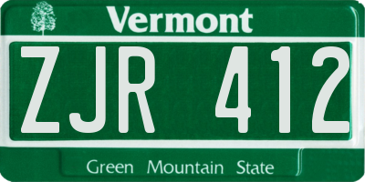VT license plate ZJR412