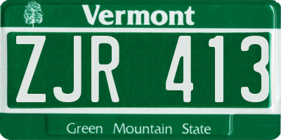 VT license plate ZJR413