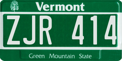VT license plate ZJR414
