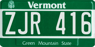 VT license plate ZJR416