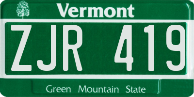 VT license plate ZJR419