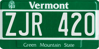 VT license plate ZJR420