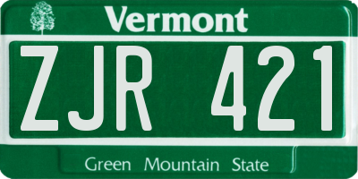 VT license plate ZJR421
