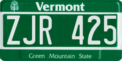 VT license plate ZJR425