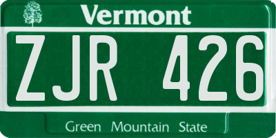 VT license plate ZJR426